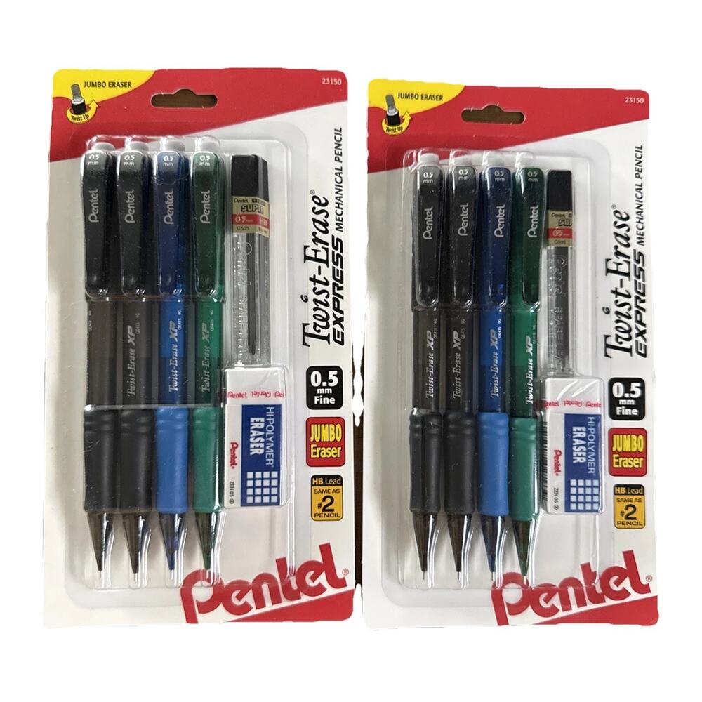 Pentel Twist-Erase Express Mechanical Pencil .5mm 8 Pack Lead Block Eraser